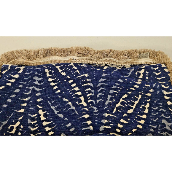 Frontgate Outdoor Patio Animal‎ Print Blue Fringe Pillow Cover 20x20 Set of 2 - Picture 2 of 7
